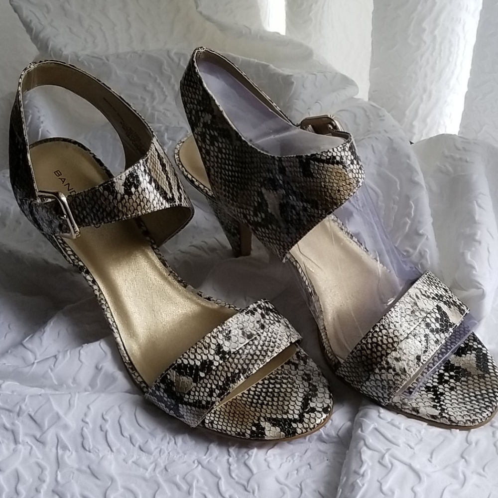 Snakeskin print high heel sandles